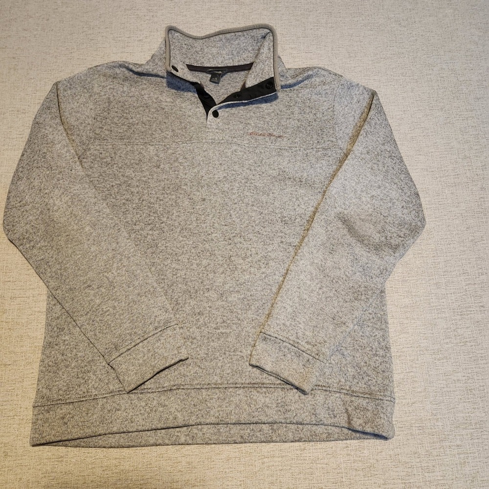 Eddie Bauer Radiator Fleece Snap Mock Pullover Mens XL Gray Heather 1326578